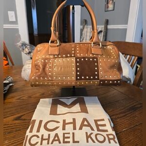 Michael Michael Kors Vintage Astor Patchwork Studded Satchel Handbag In EUC